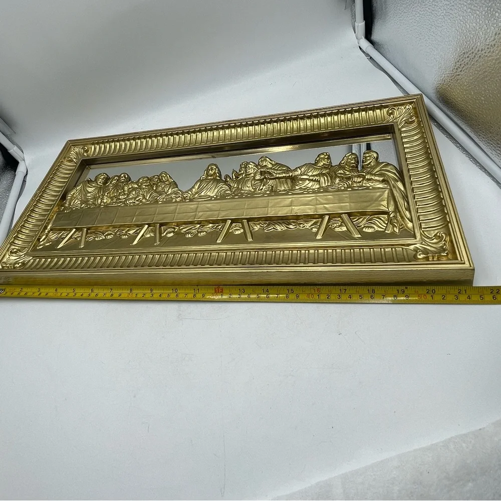 Homco: VTG “The Last Supper” 3D Religious Wall Art Decor w/ Gold Mirrored Frame